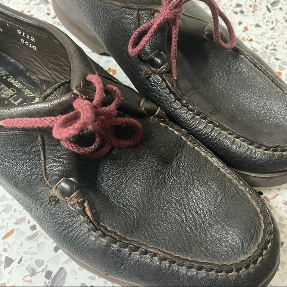 NOMADS Leather Loafer Arch Preserver Shoe Size 9.5 Wide Maroon Lace Up Preppy - Picture 7 of 15